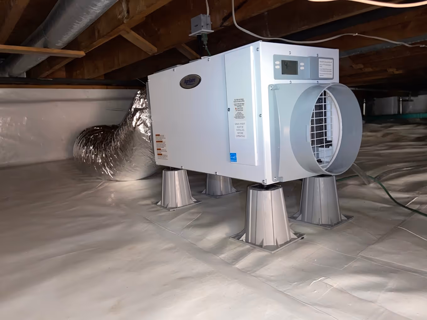 Crawl space structural support work under an Indianapolis home